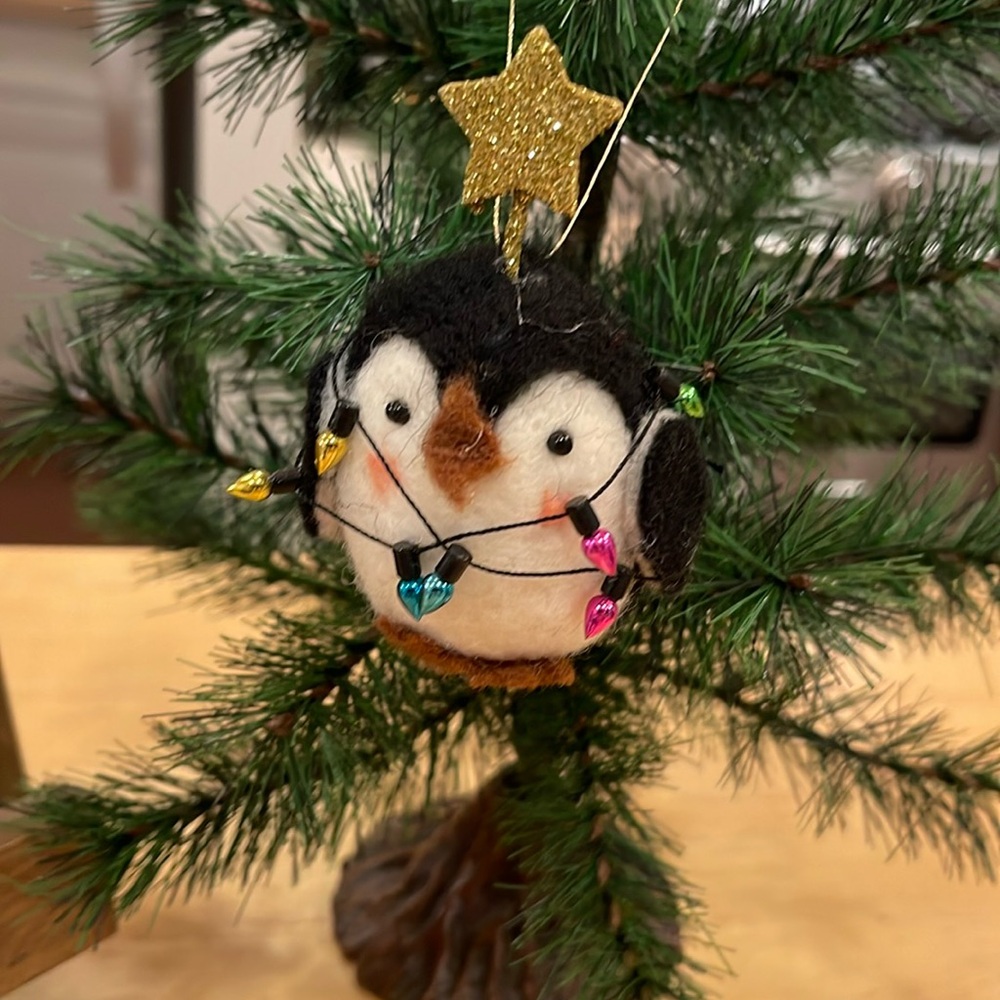 Felt Glitter and Plastic Penguin Ornament